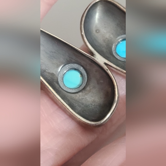 Vintage Sterling Silver Native Navajo Style Bear Claw Bracelet Turquoise 925 - Picture 7 of 12